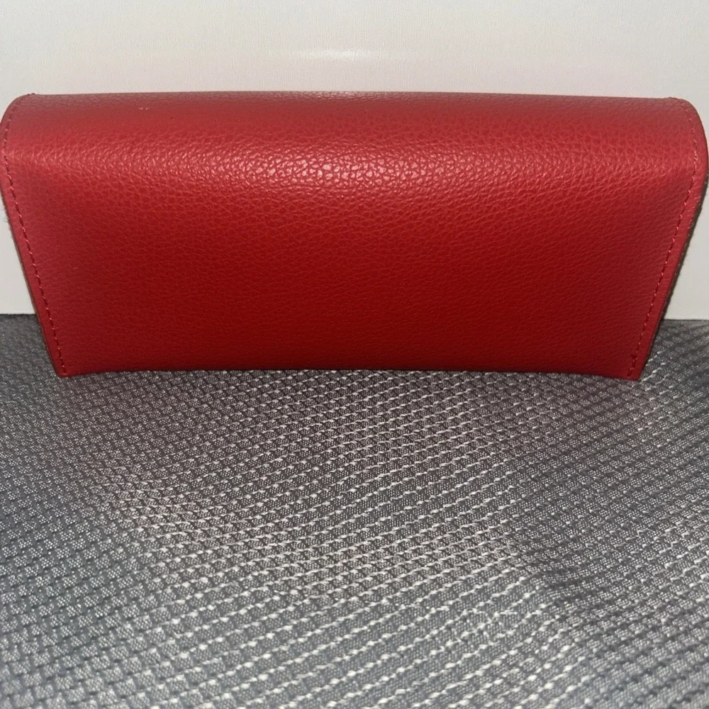 Guess Red Faux Leather Eyeglass Case Soft Pouch Snap‎ Closure